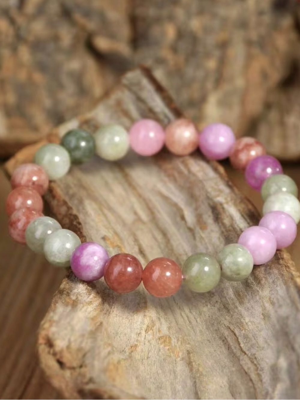 🆕New Rainbow Alashan Agate Beaded Gemstone Bracelet-8mm